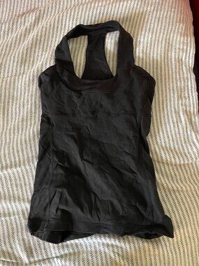 lululemon Scoop Neck Racerback Tank Top Black Built In Bra
